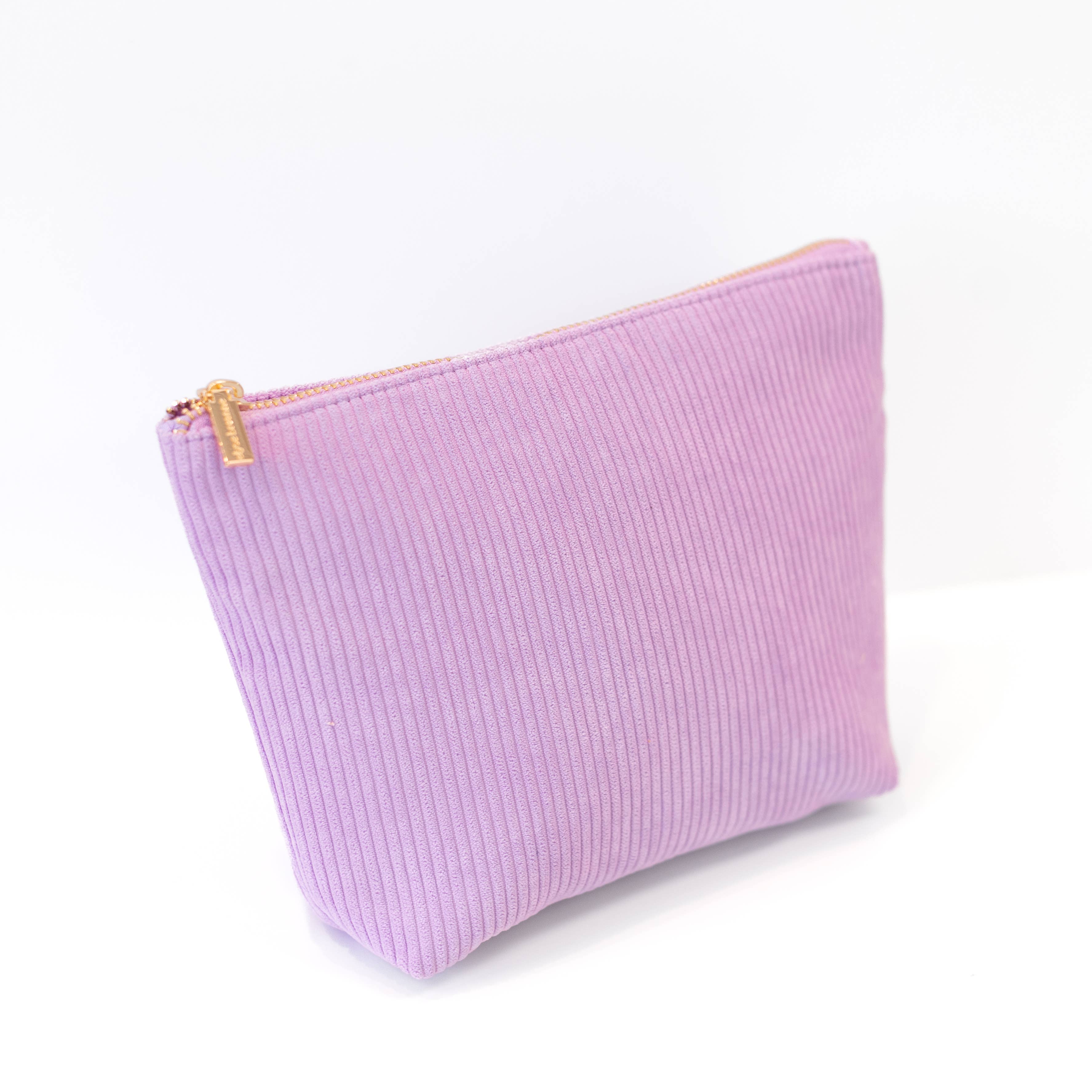 Lavendar corduroy make up bag.