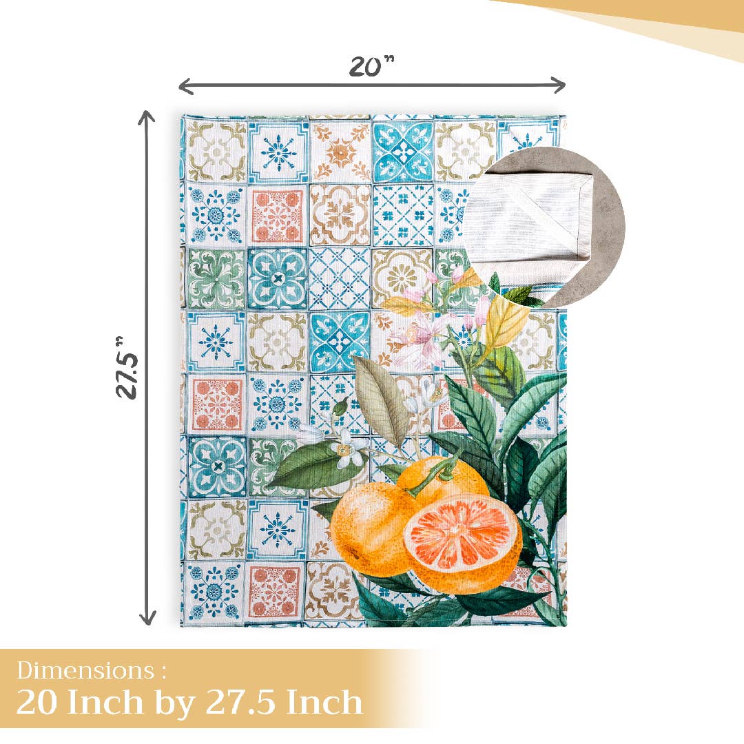20' by 27.50 Kitchen towels with fruit and floral design.
