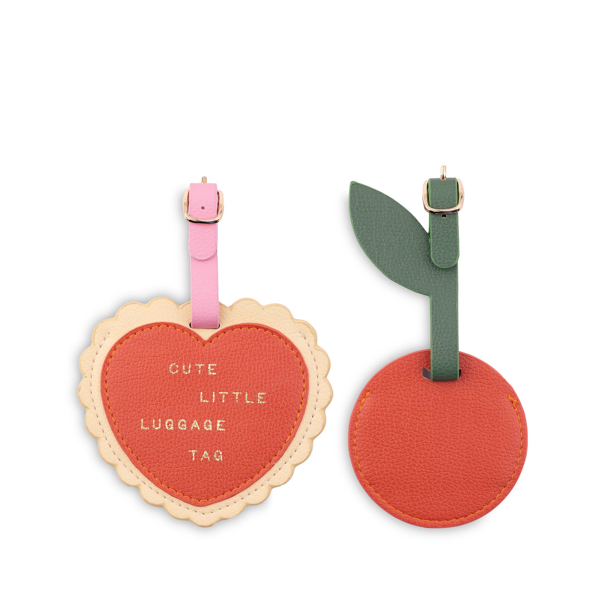 Luggage tag set. Cherry and heart