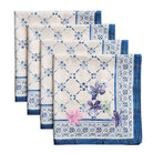Set of 4 Napkins. 100% cotton. Blue Floral design.