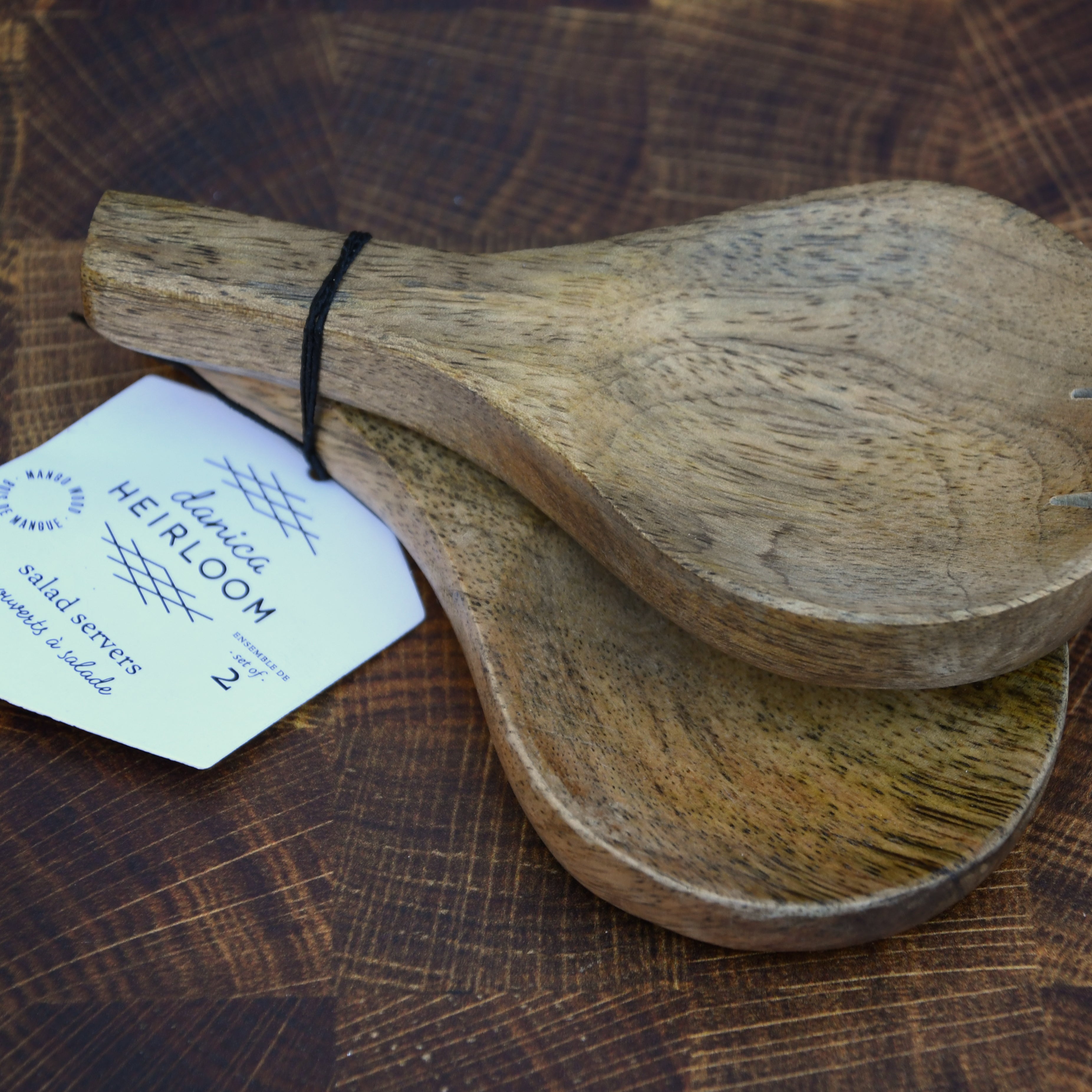 extra small salad server wooden spoon and fork
