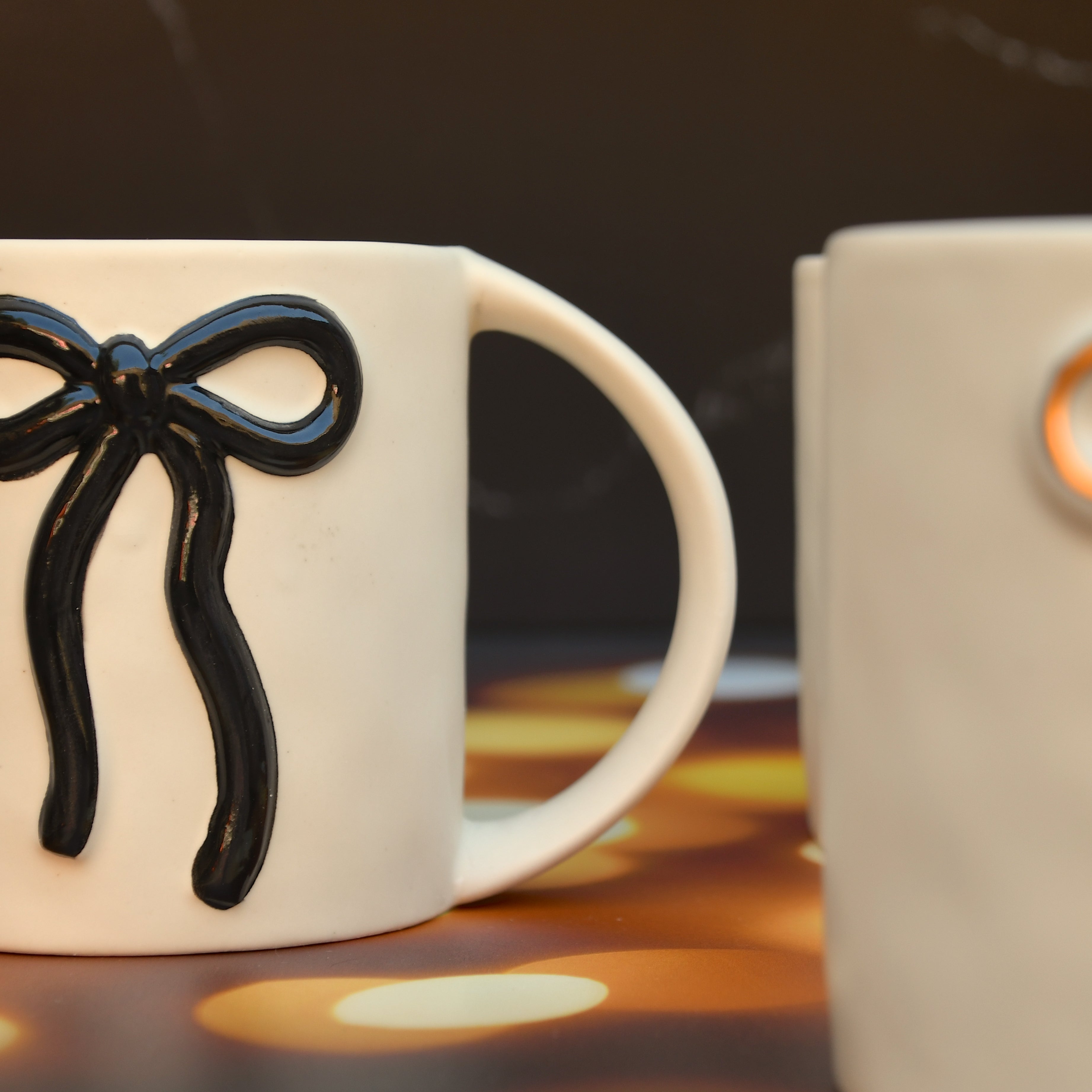 Ceramic Mug with black bow. 16oz