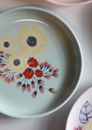 Decorative plate with floral design on a light background