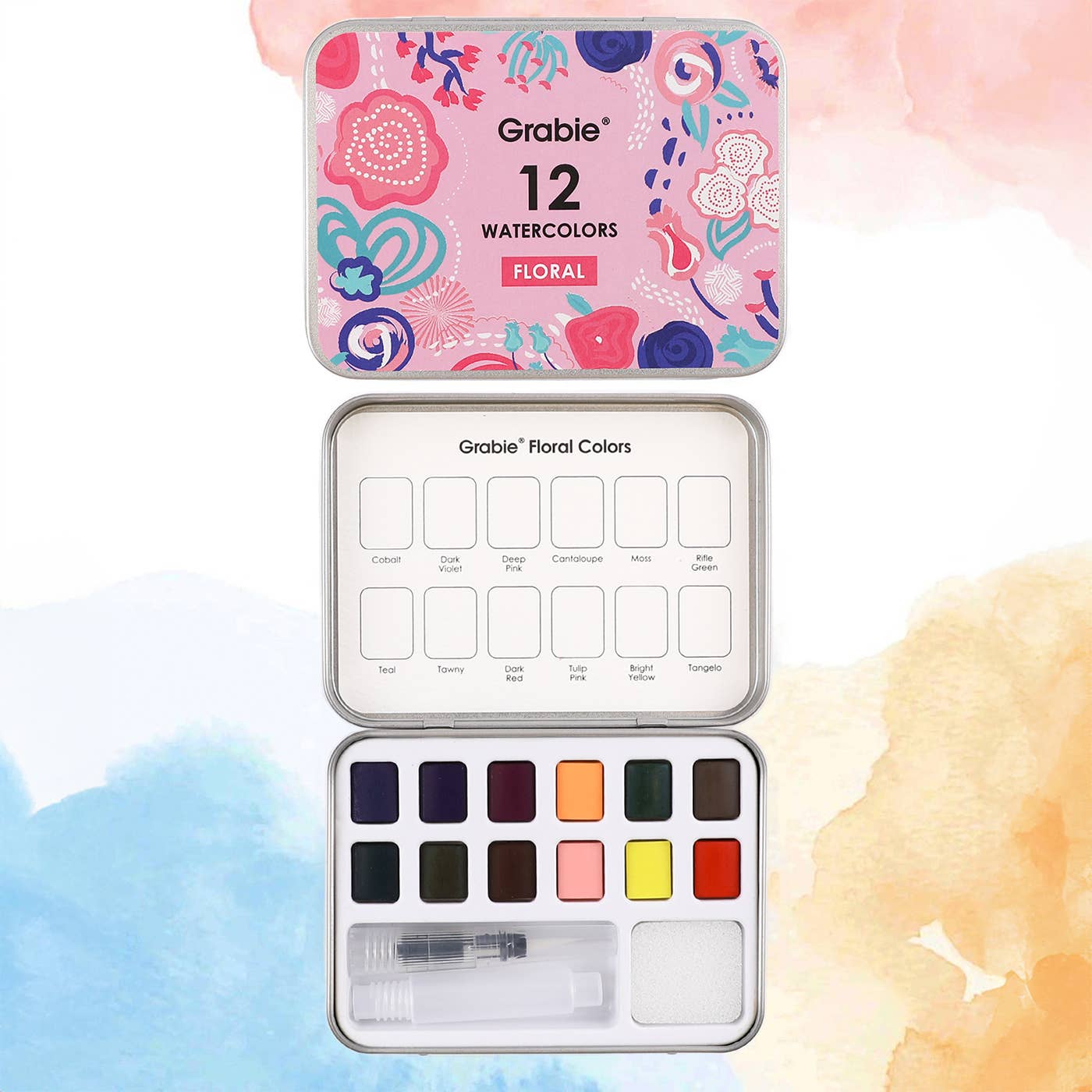 Grabie florals watercolor set. Portable. Pigmented watercolor.