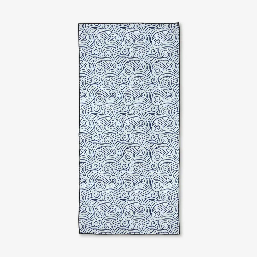 Rectangular towel with wavy pattern on a white background