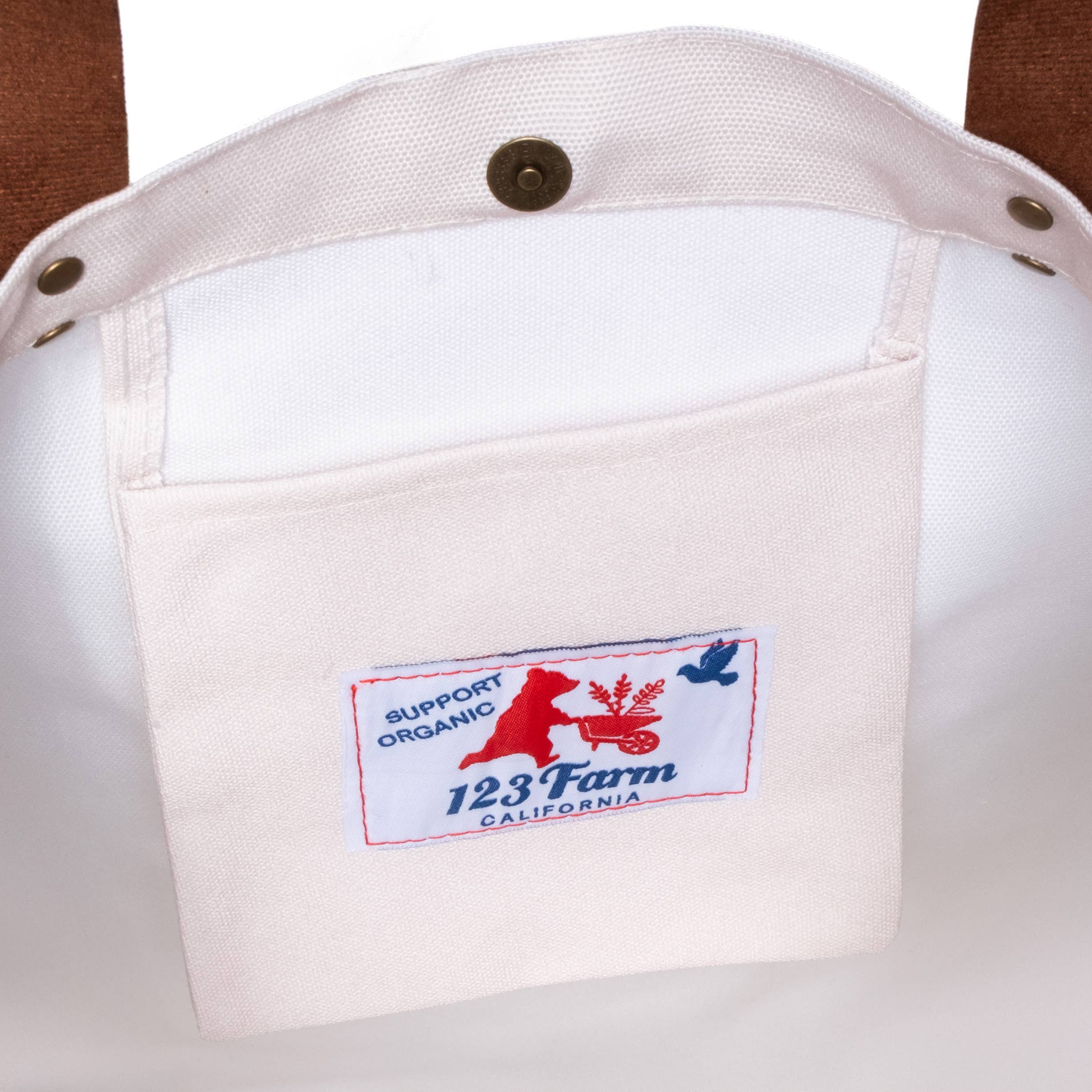 123 Farm Tote bag with flowers. Flower Library Tote Bag. Leather strap tote bag.