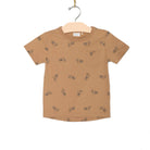 Mustard brown children's pocket tee shirt with bicycles print