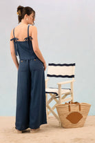Dark Chambray tank top with tie in back straps