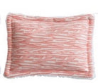 Pink and white striped sponge on a white background