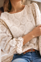 Ivory floral jacquard blouse