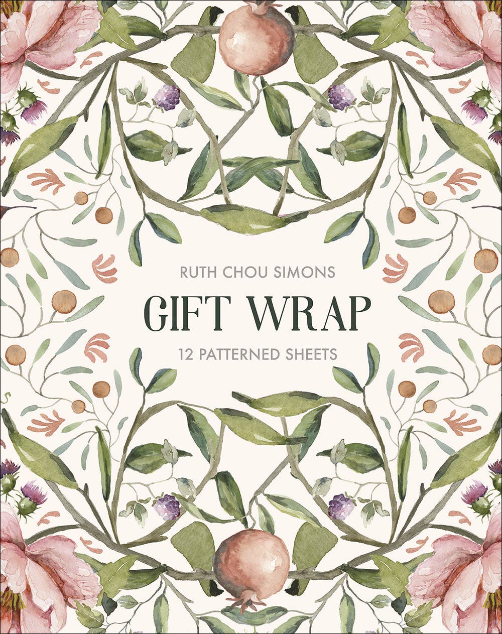 12 floral patterned gift wrap sheets book.