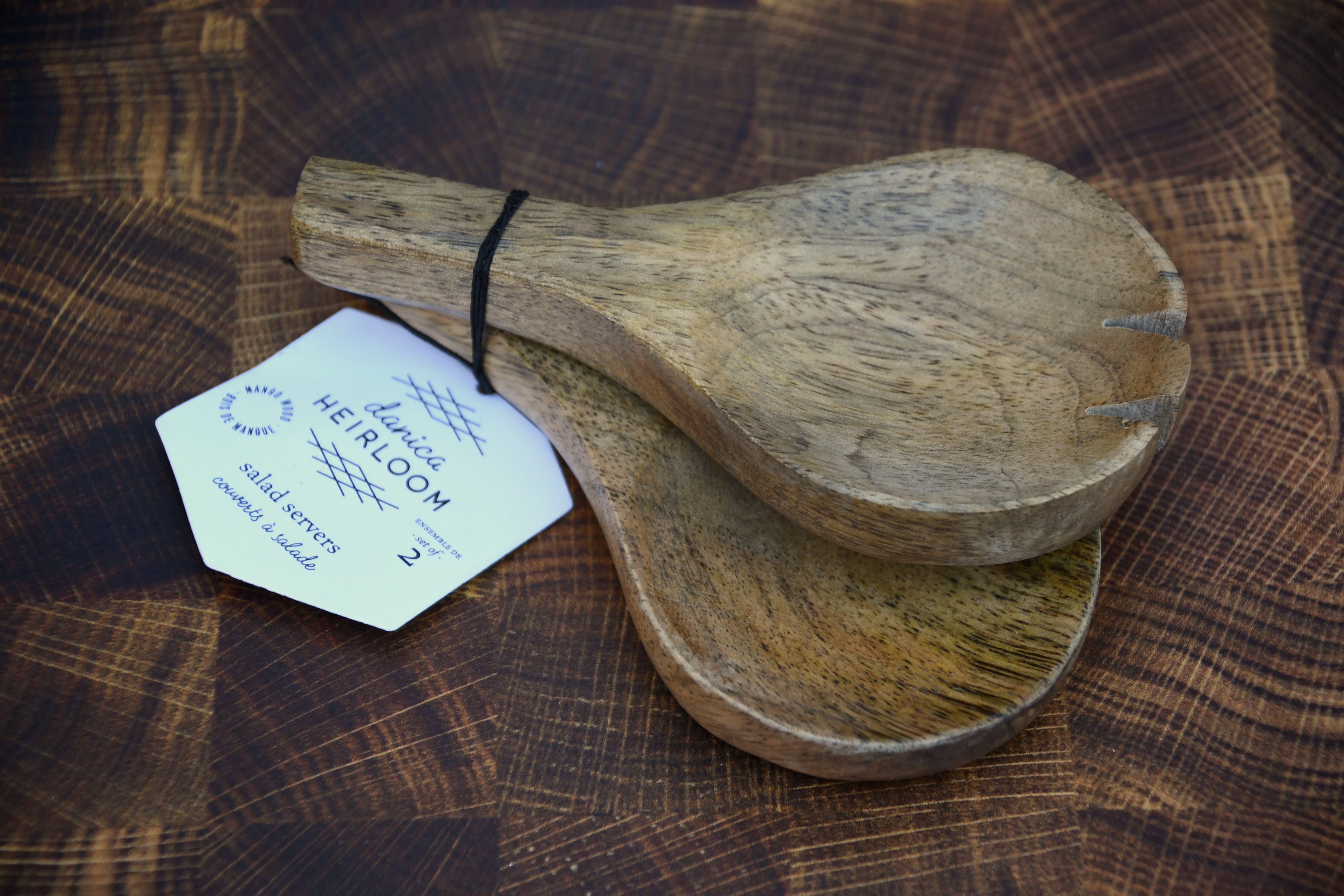 extra small salad server wooden spoon and fork