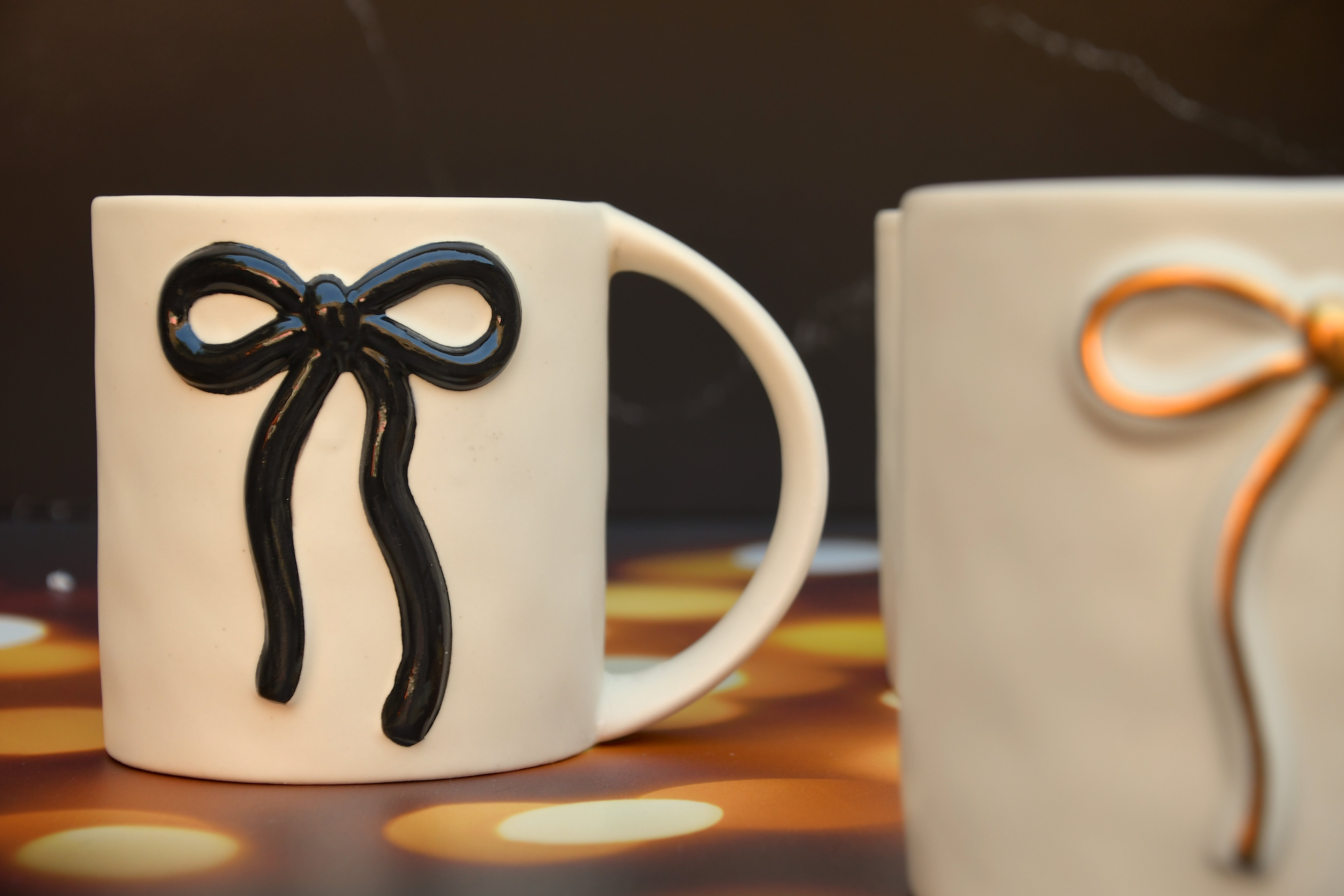 Ceramic Mug with black bow. 16oz