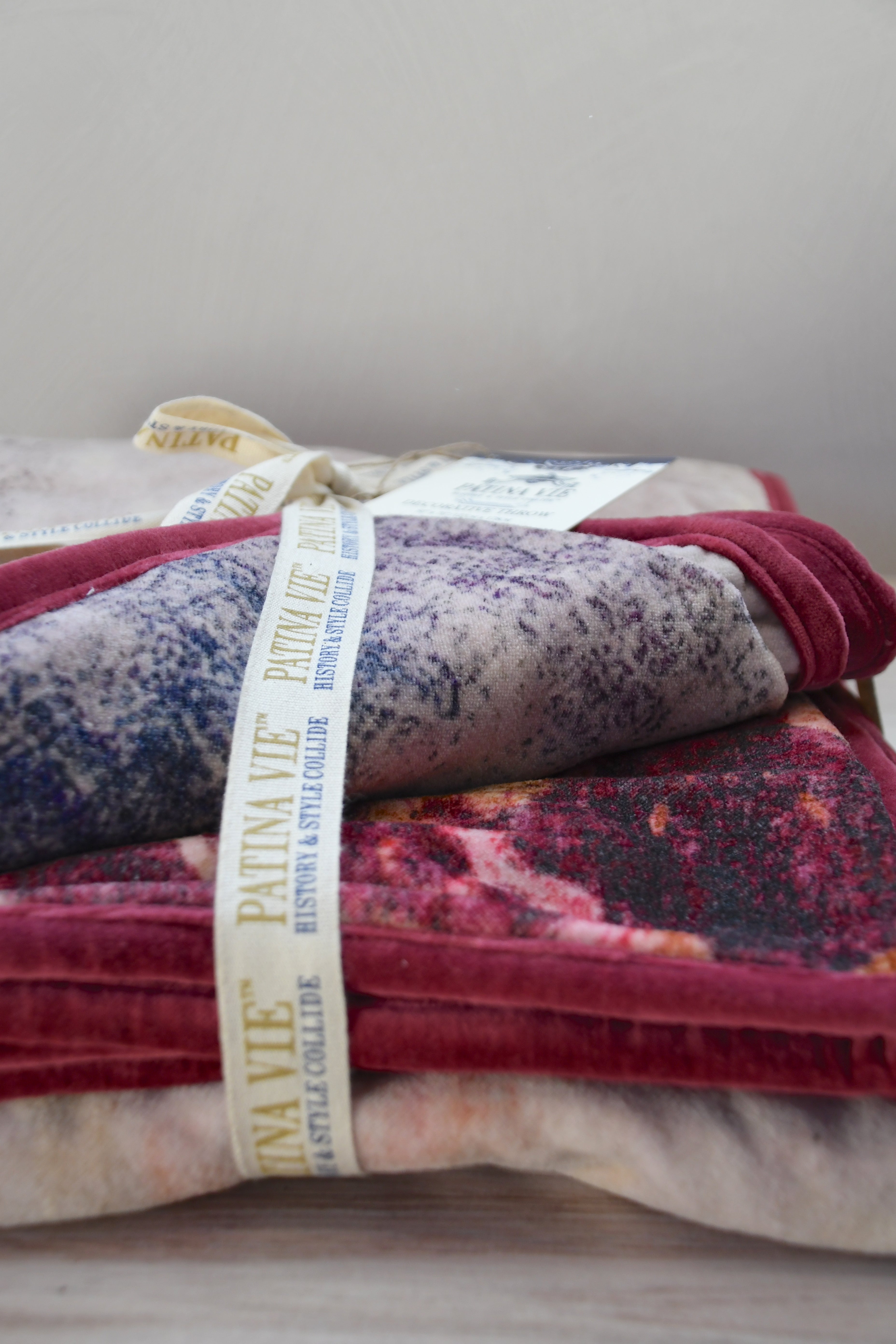 Patina Vie blush velvet throw blanket
