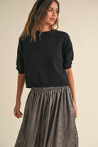 Black half sleeve sweater top