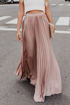 Pink pleated maxi skirt