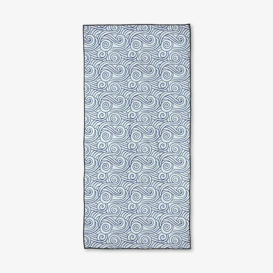 Rectangular towel with wavy pattern on a white background