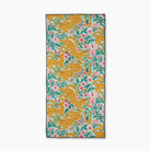 Towel with yellow leopards and floral pattern on a white background
