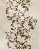 Floral-patterned fabric on a textured surface