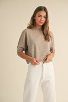 Beige half sleeve sweater top