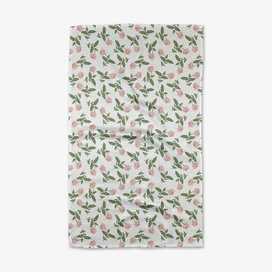 Floral patterned towel on a white background